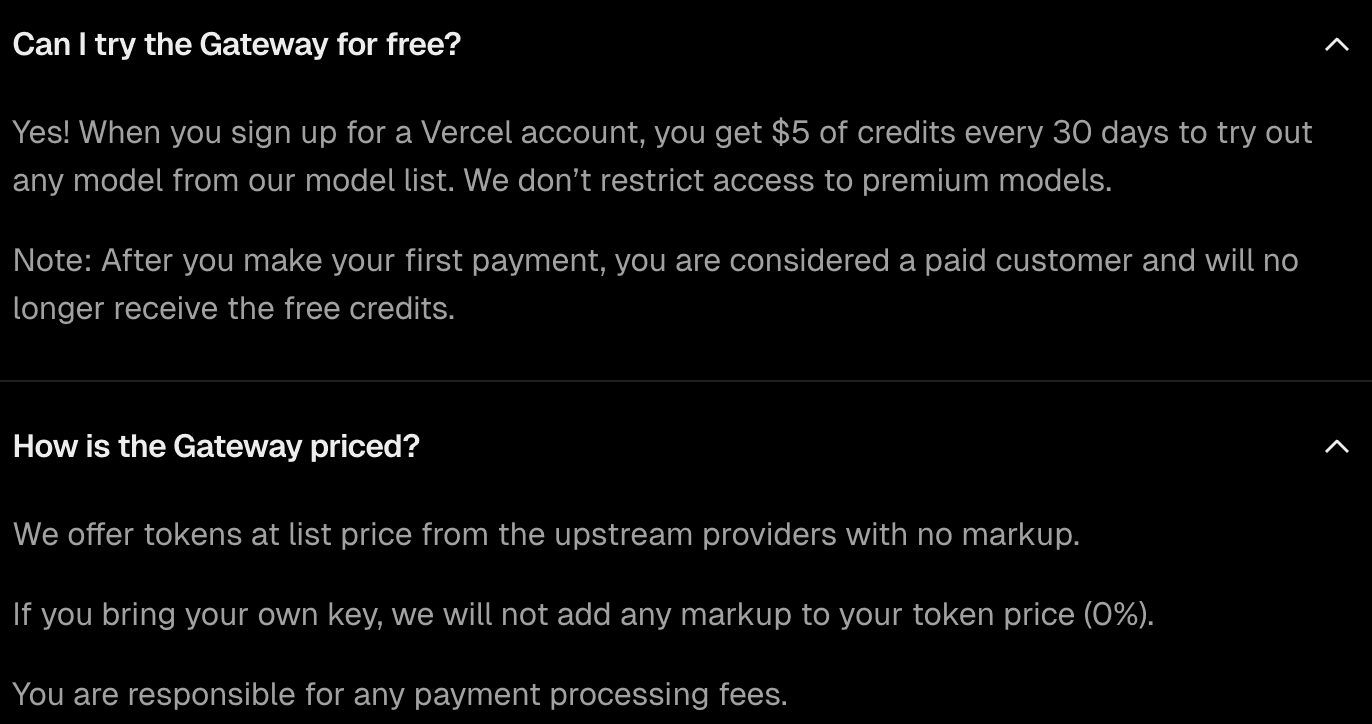Vercel AI Gateway pricing